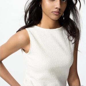 Uniqlo White Textured Tank Top Size XS
